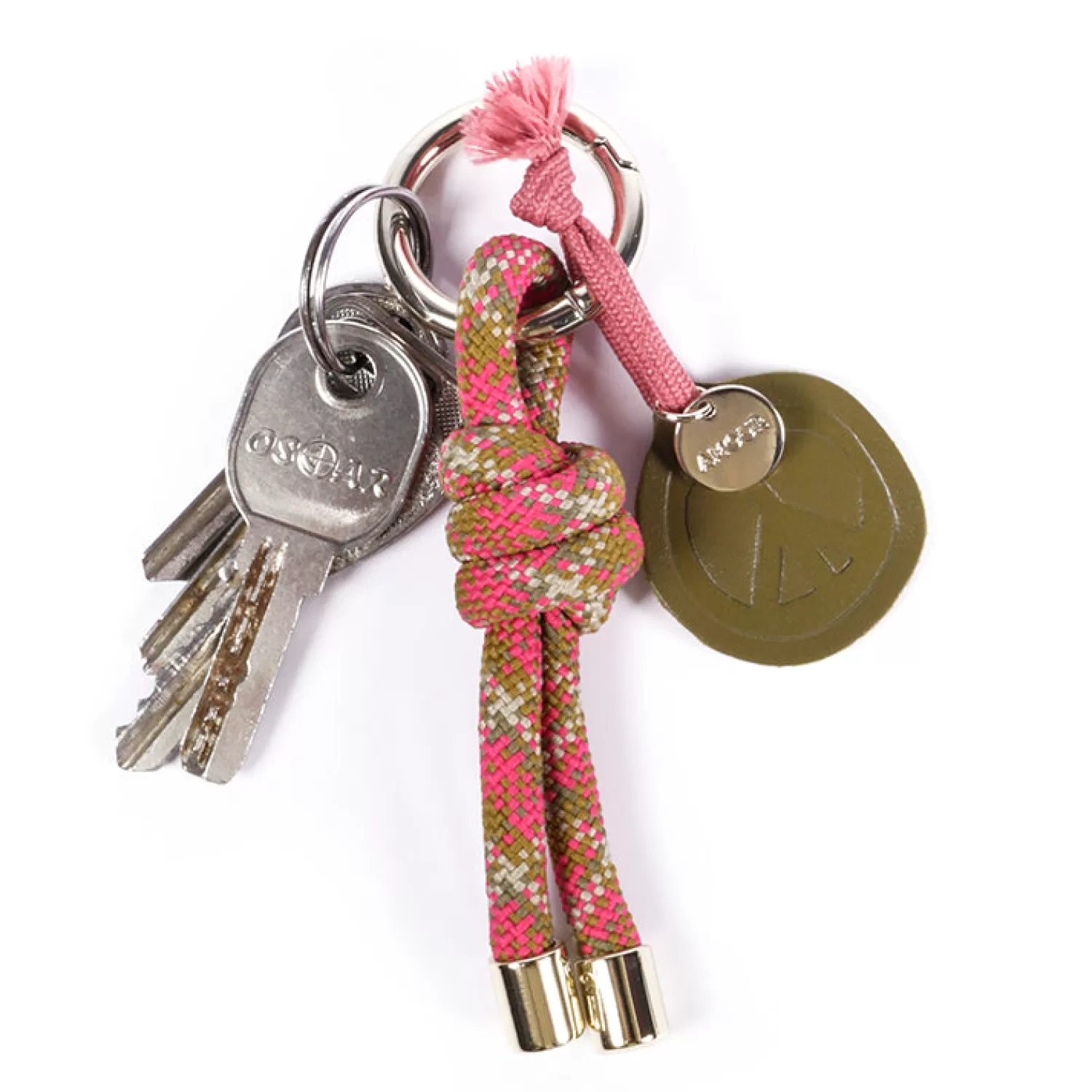 Outlet Craie Studio Porte-Clefs corde Square Rose Kaki